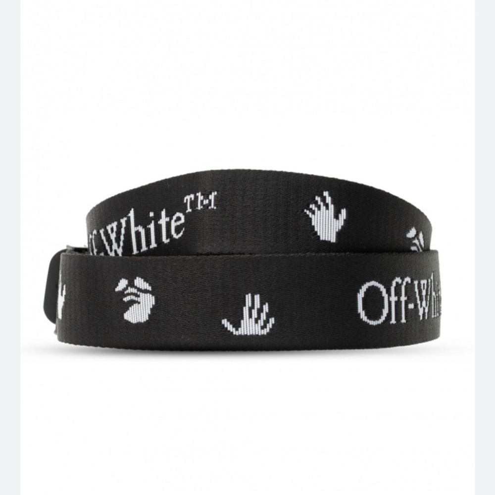 Off white black belt with logo